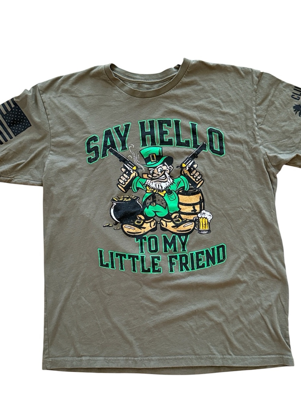 GRUNT STYLE CLUB “SAY HELLO TO MY LITTLE FRIEND” TSHIRT OLIVE GREEN EUC SIZE XL